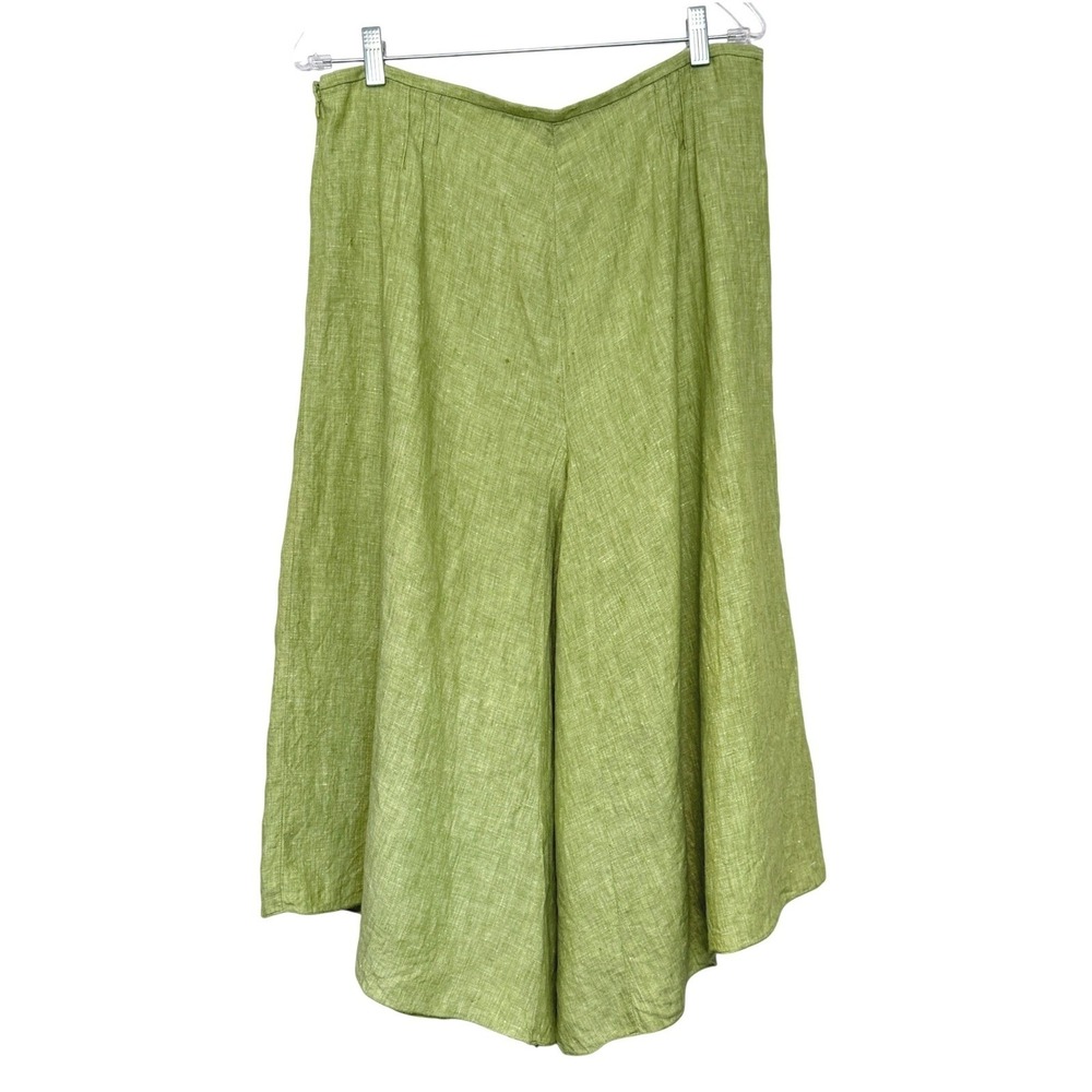 J Jill 100% Linen Maxi Skirt Womens 14P‎ Green Handkerchief Hem Minimalist